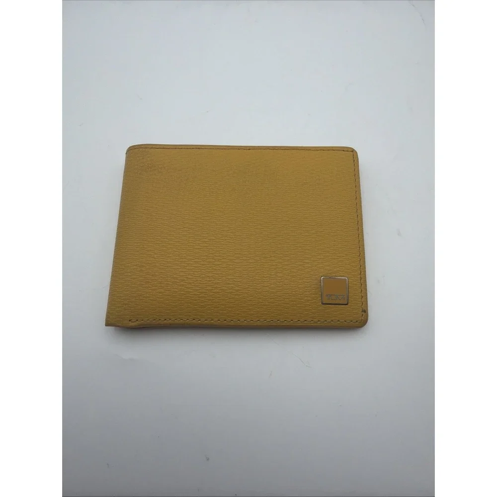 TUMI Yellow Bifold Wallet ID Window Card Holder Slim Men